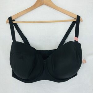 Cacique Smooth Lightly Lined Strapless Multi-Way Bra Womens 38H Black Underwire